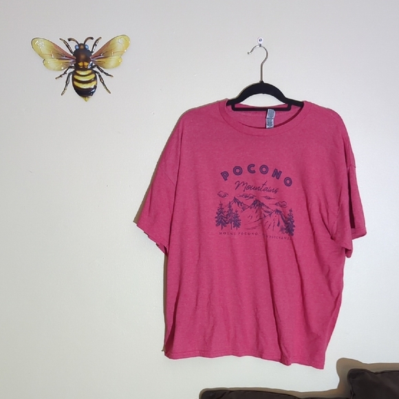 Gildan Red Short Sleeve Tee, Poconos Mountain - Picture 1 of 6